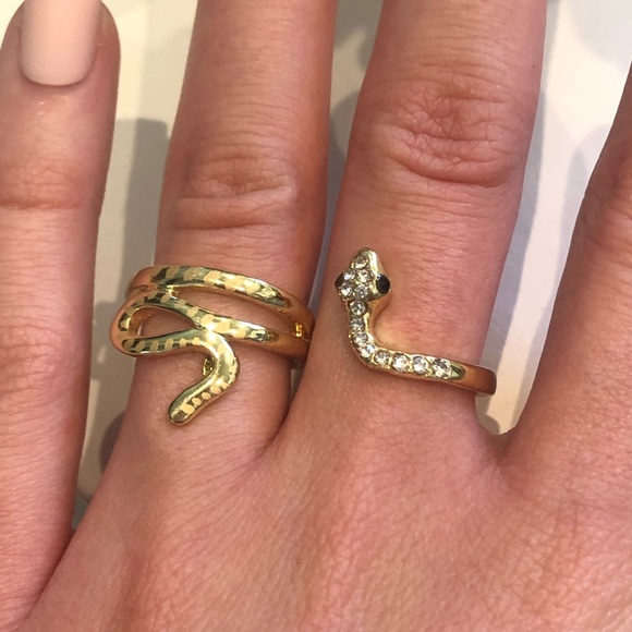 Gold Pave Statement Snake Ring - Picture 9 of 11